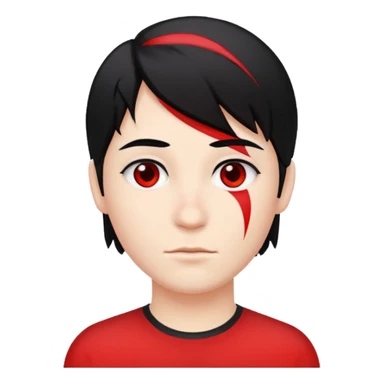 Fait une personne blanche avec des cheveux noir mais un coter rouge sticker