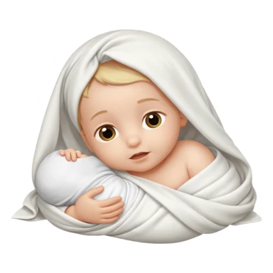 baby im Tuch eingewickelt. neugeborenes. seitlich liegend. sticker