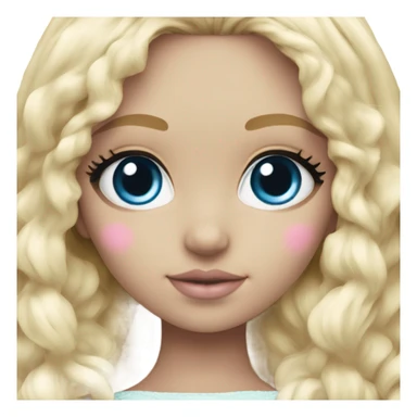 ocean blue doll eyes, blonde hair, feminine, pink, girl, angelic sticker