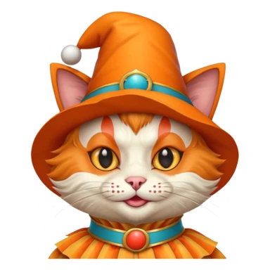 Cat clown with pointy hat, belt sticker