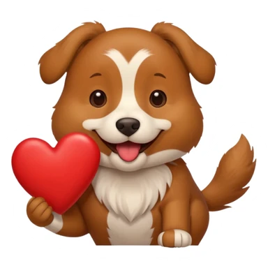 A dog holding a large heart in its mouth (modeled after the dog image attached) sticker