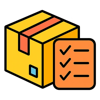 icon of a shipping box with a checklist sticker
