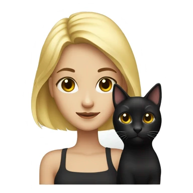 Blonde girl with black cat sticker