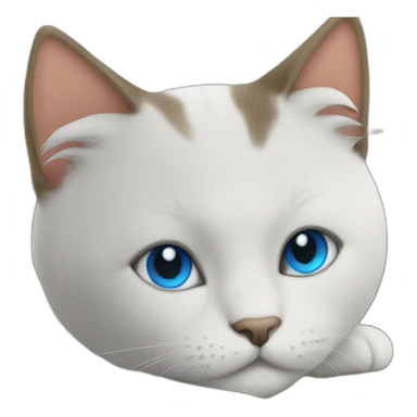 cat with blue eyes on top book chilling sticker