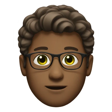 GREEN eyes, male , brown hair, brown glasses wavy hair sticker