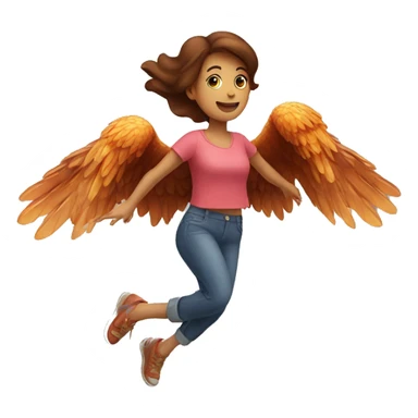 a girl flying with two bbq chicken wings on her back sticker
