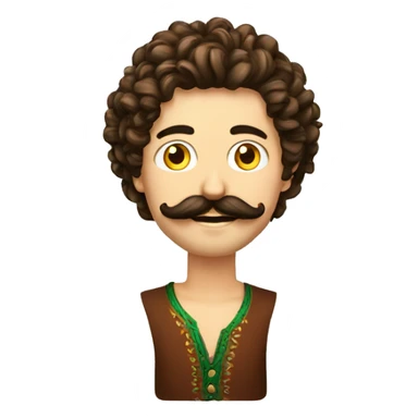 Homme cheuveux boucle+ moustache mexicaine fine  sticker