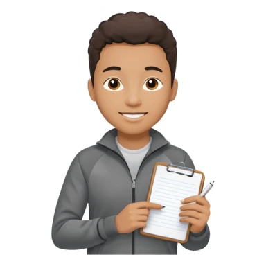 A young coach with a notepad, encouraging players with a confident smile. sticker