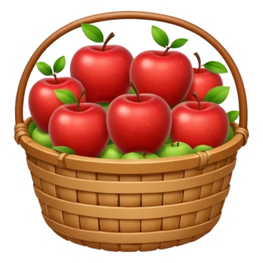 cozy basket of apples after apple picking ghibli style png sticker