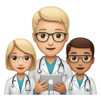 animated apple-style emoji of a programmer and doctor having a conversation sticker