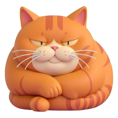 a fat red-haired cat named Rufo, curled up, sleepy face sticker