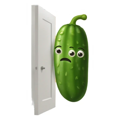 A pickle blocking the door sticker