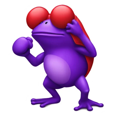 Purple frog wearing red boxing gloves sticker