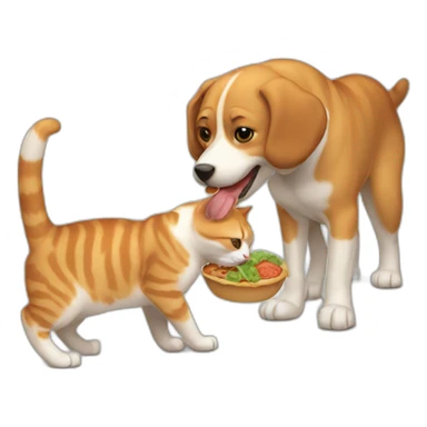 Cat eating dog sticker