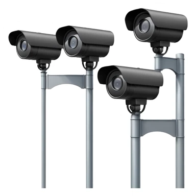 Four cctv cameras linked together on pole sticker