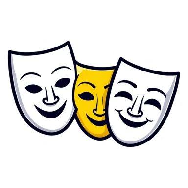 theatrical comedy and tragedy masks symbolizing parody sticker