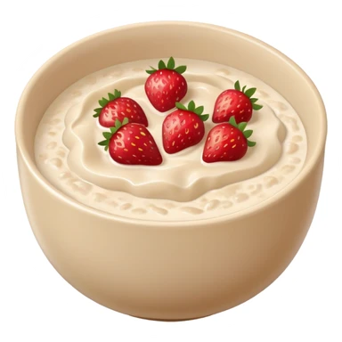 Porridge with strawberries beige bowl sticker