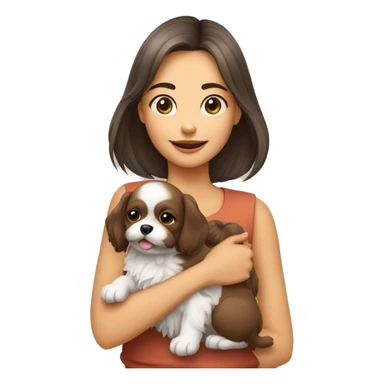 Menina com uma cachorra shitzu de laço cor clara  sticker