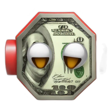 stop sign, money covering ears sticker