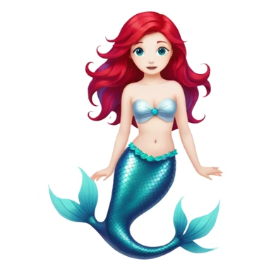pale mermaid with turquoise tail and red hair sticker