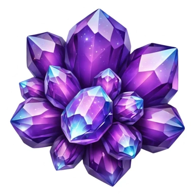 glossy purple glass nebula crystal clusters sticker
