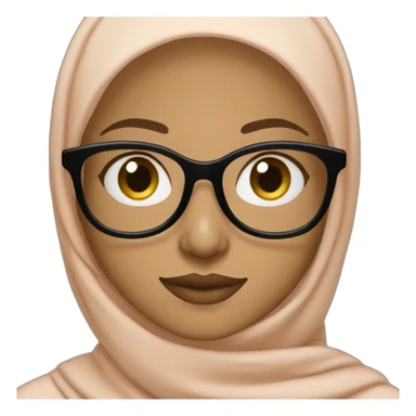A hijabi girl with light skin wearing black glasses sticker