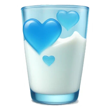 Blue heart glass with milk sticker
