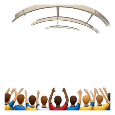 An icon showing a large, beautiful indoor stadium with soccer players on the field, actively playing. Fans cheer from the stands, creating a vibrant and energetic atmosphere. Bright lights shine down on the action, symbolizing the excitement of live sporting events. Transparent background. sticker