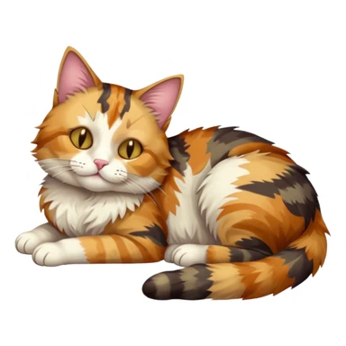 full body colourful light patched calico tabby cat with hazel eyes sleeping sticker