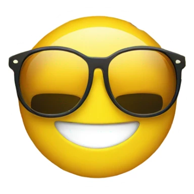 Bright, yellow, circular face, smiling wearing sunglasses with colorful confetti, reflected in them sticker