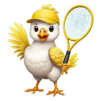 Make a chicken playing tennis  sticker