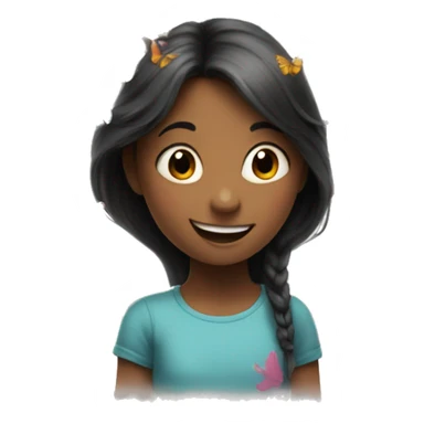 girl coming out of butterflies from happy children sticker