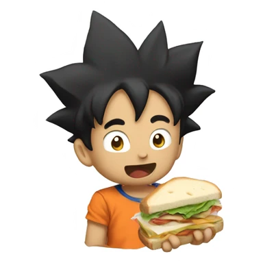 Goku eating a sandwich sticker