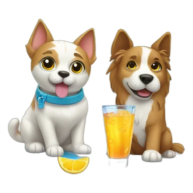 A cat and dog drink water in beach sticker