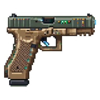 Glock 17 handgun with a switch sticker