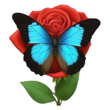 A blue butterfly on a Red rose sticker