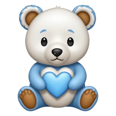 Urso branco com coração azul sticker