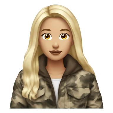 blonde girl brown eyes winter camo jacket sticker