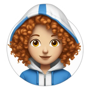 Israeli curly redhead girl in blue and white hoodie sticker