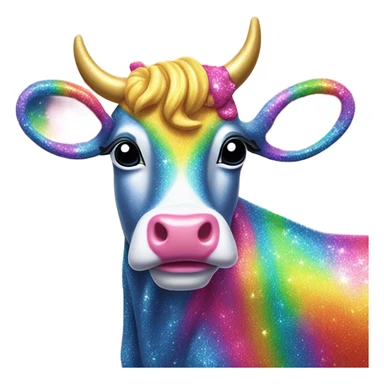 Lisa frank glitter sun star rainbow cow sticker