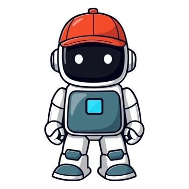 robot wearing a cap sticker
