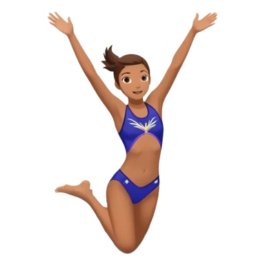 A young person leaps boldly into a sparkling pool named “Confidence,” arms wide, surrounded by skilled divers mid-air. Though less experienced, their fearless energy shines, symbolizing the courage to grow alongside greatness. sticker