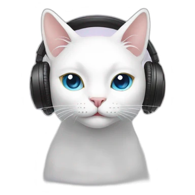 White Cat listen and love music sticker
