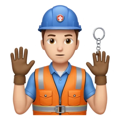 emergency locksmith worker portrait, head and shoulders only, protective gloves, utility vest collar, keyring visible, determined look, 3D cartoon, mobile game icon style, clean background, no text, no watermark sticker
