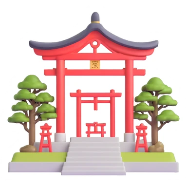 shinto shrine, microsoft style 3d fluent emoji sticker
