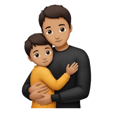 adult silhouette hugging a small child silhouette inside sticker