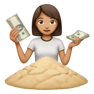 emoji holding money in hand next to pile of flour sticker
