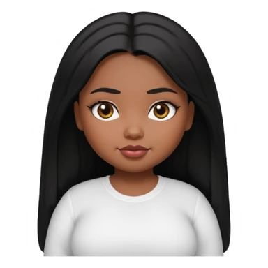 fat dark pretty bratz girl with black straight hair and white full sleeve sticker