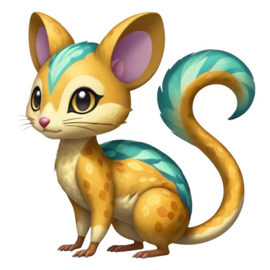 Shiny furry scaley Meloetta-Vernid-Trico-Gerbil-Genet-Pokémon-Fakémon-hybrid-fusion-creature sticker