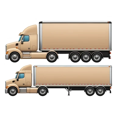 tan semi truck and trailer, side view, simplified sticker
